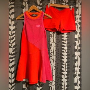 Adidas Stella McCartney Red Athletic Dress and Shorts Set